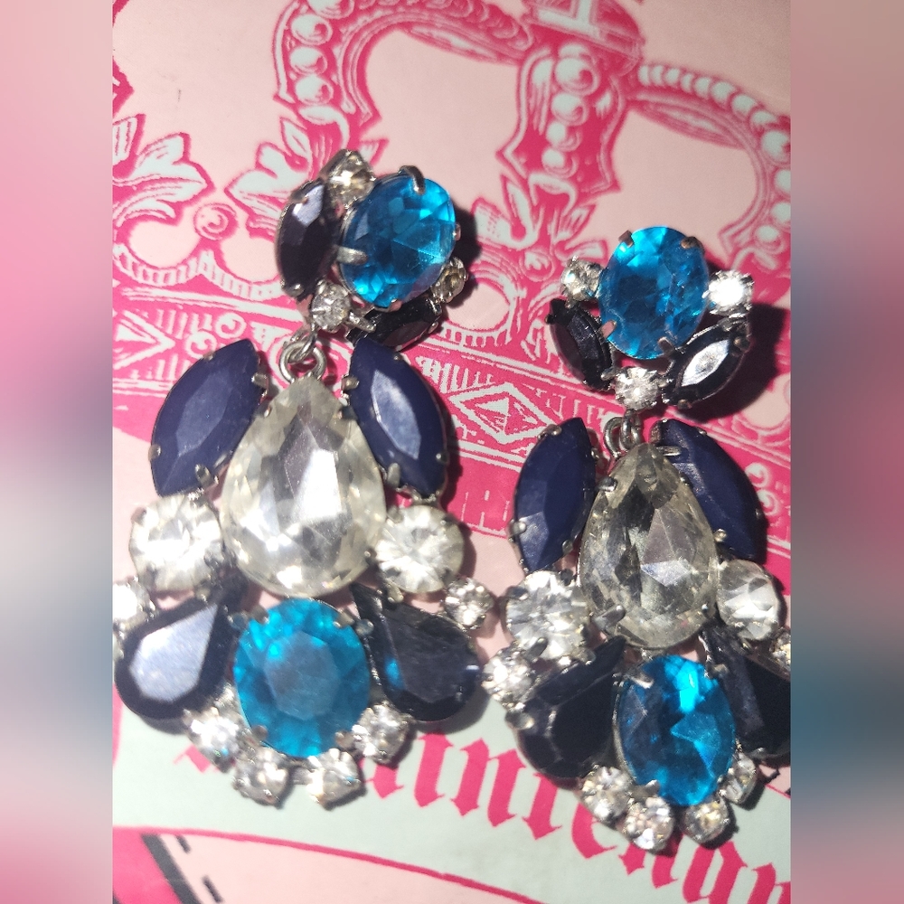 BLUE JEWELED EARRINGS